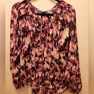 Simply Vera Vera Wang Abstract Pink and Black Blouse Size XL